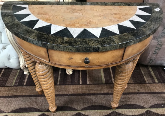 ELEGANT MARBLE TOP HALF MOON CONSOLE TABLE