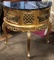 HALF MOON GOLD PAINTED MARBLE TOP ENTRY CABINET