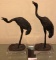 PAIR SMALL BRONZE CRANES ON LUCITE BASES UNSIGNED