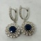 14KT GOLD BLUE SAPPHIRE & DIAMOND PAIR OF EARRINGS