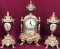 PHENOMENAL ANTIQUE FRENCH 3PC MANTLE CLOCK SET