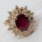 14KT ROSE GOLD 3.84CTS RUBY AND 1.72CTS DIAMOND RING