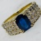 14KT YELLOW GOLD 2.00CTS BLUE SAPPHIRE AND 1.25CTS DIAMOND RING