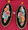 LOT OF TWO OVAL FLORAL WALL DCOR ARTWORK - MADE IN ITALY