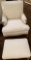 VERY NICE WHITE FRAME CHAIR & MATCHING OTTOMAN