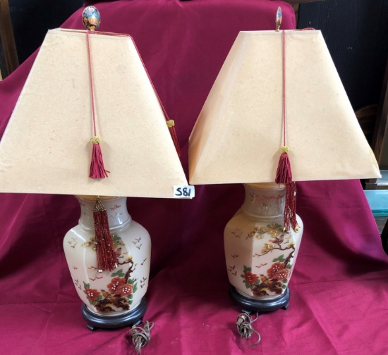 PAIR OF TWO LAMPS - ASIAN THEME