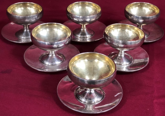 SET OF STERLING SHERBET CUPS & PLATES