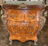 GORGEOUS FRENCH MARBLE TOP COMMODE WITH BRASS ORMOLU