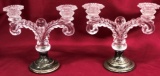 LOT OF 2 STERLING & CRYSTAL CANDLEHOLDERS