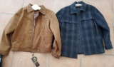 LOT OF TWO JACKETS - SEE PICS FOR DETAILS BROWN & FLANNEL
