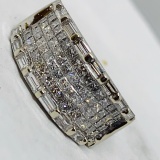 14KT WHITE GOLD 3.00CTS DIAMOND RING FEATURES PRINCESS CUT AND BAGUETTE DIAMONDS