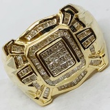 14KT YELLOW GOLD 1.50CTS MENS DIAMOND RING