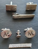 STERLING SILVER CUFFLINKS & NECK TIE CLIPS