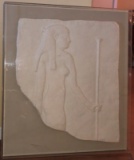 BAS RELIEF PANEL IN LUCITE FRAME SIGNED 1/R IN PENCIL RON WEHPELL