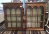 LOT OF (2) WALNUT LIGHTED STIFFEL DISPLAY CURIOS