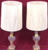 PAIR OF VINTAGE CRYSTAL & BRASS LAMPS - SEE PICS FOR DETAILS