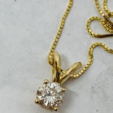 14KT YELLOW GOLD .60CTS DIAMOND PENDANT WITH CHAIN