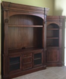 LARGE QUALITY TV WALL UNIT WITH BONUS SIDE CABINET - LIKE NEW CONDITION
