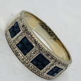18KT YELLOW GOLD 1.00CTS BLUE SAPPHIRE AND .50CTS DIAMOND RING