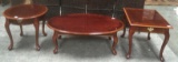 CHERRY WOOD COFFEE TABLE & 2 END TABLES