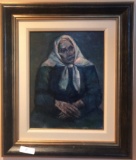 PAINTING OIL ON BOARD PEASANT WOMAN APPROX. 13