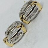 14KT TWO TONE .50CTS DIAMOND EARRINGS