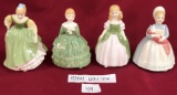 (4) ROYAL DOULTON PORCELAIN FIGURINES  - 3 GREEN DRESS & 1 BLUE