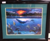 WHALE SIGNED FRAMED WALL ARTWORK -SEE PICS FOR DETAILS
