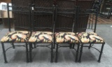 SET OF 4 MATCHING CHAIRS - ALL METAL BLACK W/ FLORAL PRINT
