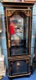 NICE BLACK CURIO CABINET  WITH FLORAL DESIGN (1 OF 2)