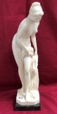 TALL SANTINI NUDE LADY SCULPTURE ON MARBLE VASE