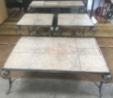 LOT OF 4 TILE TOP QUALITY 4 PC TABLE SET - COFFEE, SOFA, & (2) END TABLES