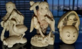 LOT OF THREE IVORY CARVINGS - SEE PICTURES FOR MARKINGS