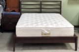 QUEEN MOCHA COLOR BED W/ MATTRESS & NIGHTSTAND