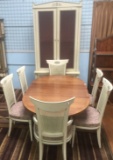 VINTAGE DINING SET W/ HUTCH  - TABLE W/ 6 CHAIRS & MATCHING HUTCH