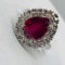 14KT WHITE GOLD 3.12CTS RUBY AND .67CTS DIAMOND RING