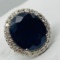 14KT WHITE GOLD 16.52CTS BLUE SAPPHIRE AND 1.00CTS DIAMOND RING