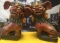 PAIR OF ALL WOOD CARVED WOOD FOO DOGS