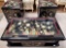 BLACK INLAID ASIAN COFFEE TABLE & (2) END TABLES