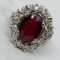 14KT WHITE GOLD, 4.31CTS RUBY & 1.35CTS DIAMOND RING