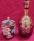 RED DECANTER & CLOISONN VASE W/ LID