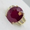 18KT YELLOW GOLD 15.02CTS RUBY AND 1.00CTS DIAMOND RING