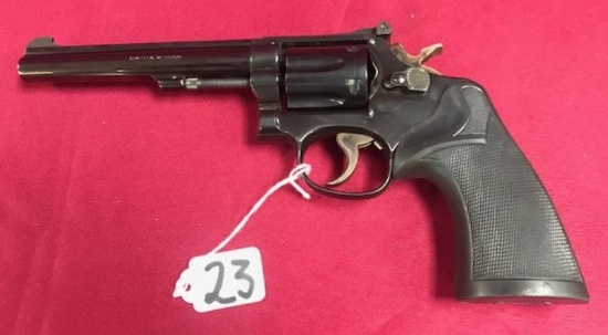 PISTOL,SMITH AND WESSON, MODEL48-4,.22MRF, BLUE 6 "BARREL, REPLACED RUBBER GRIPS,S/N 93K7525