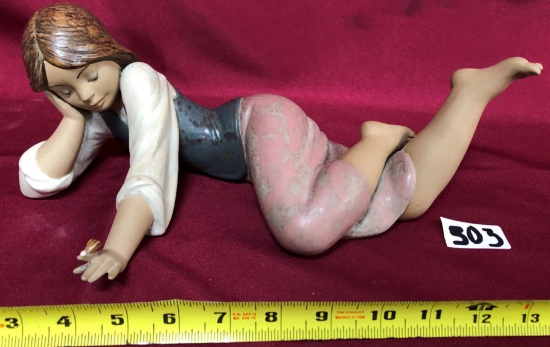 LLADRO GIRL LAYING DOWN - 10" WIDE