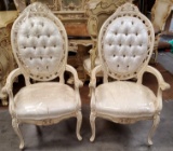 PAIR OF MATCHING ELEGANT TUFTED ARM CHAIRS