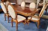 DOUBLE PEDESTAL ELEGANT FORMAL AICO AMINI TABLE & 6 CHAIRS