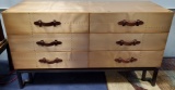 NEW WORLD MARKET CENTER 6 DRAWER DRESSER - LIGHT COLOR LEATHER HANDLES