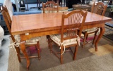 MAGNIFICENT EXTRA LONG DINING ROOM TABLE & 4 CHAIRS - SOLID WALNUT