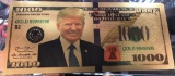 10PC President Donald Trump Colorized $1000 Dollar Bill Gold Foil Banknote