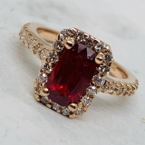 14KT ROSE GOLD 1.77CT RUBY & 0.60 DIAMOND RING